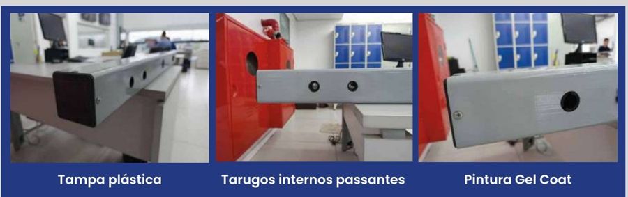 Tapa plástica, tarugos internos pasantes y pintura gel coat